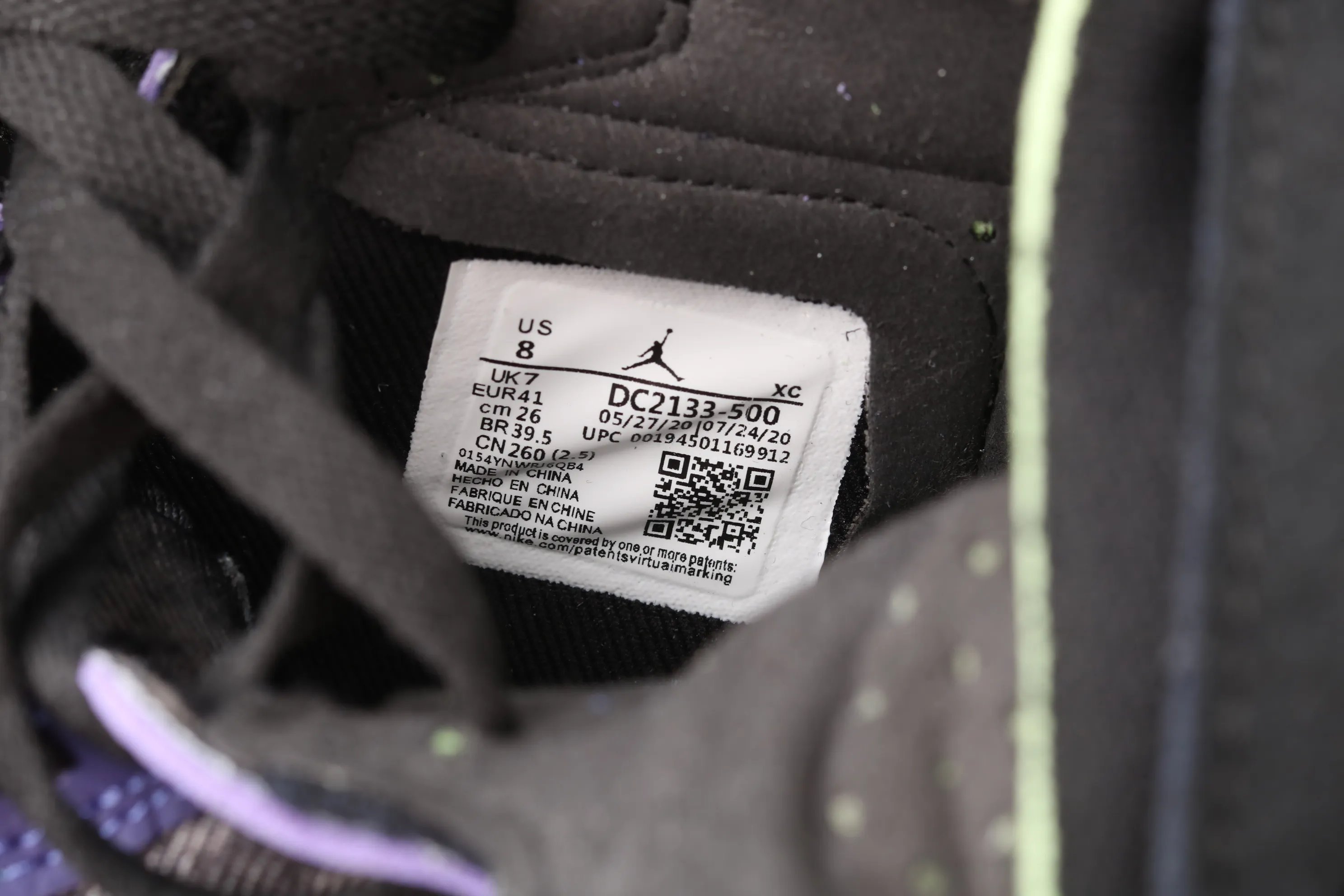 All categories Air Jordan Jordan series basketball shoes Air Jordan 1 High Air Jordan 1 Zoom CMFT "Bayou Boys" AJ1 Joe 1 "No. 1 Zion" water-dyed crocodile purple DC2133-500